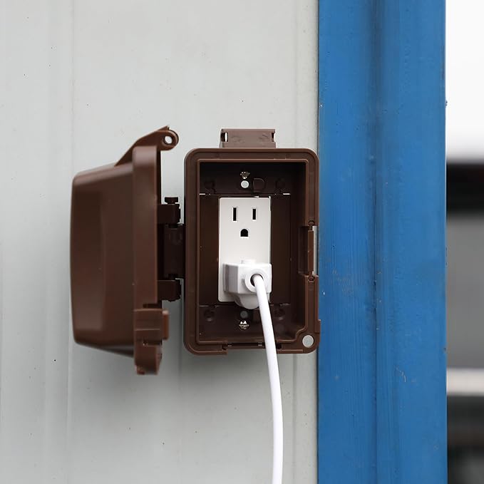 Bates- Weatherproof Electrical Outlet Cover, 1-Gang, Brown Outdoor Outlet Cover Weatherproof, Outdoor Plug Cover, Outlet Cover Box - Image 9