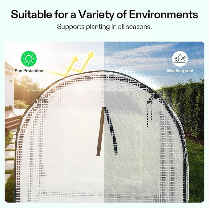 VIVOSUN Portable Mini Greenhouse 47x23x23-Inch Tunnels, PE Cover with Roll-up Zipper Door, for Indoor Outdoor or Garden Plant Growing, White - Image 3