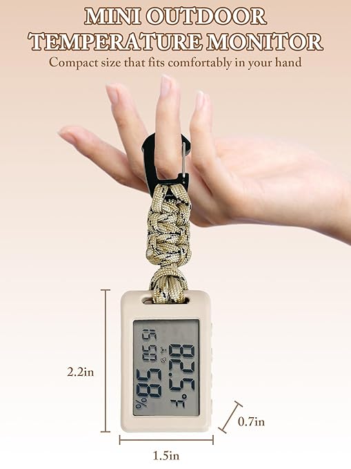 Mini Humidity Meter Indoor Outdoor Hygrometer Thermometer Portable Room Temperature Monitor with Small Digital Clock, Thermometer and Humidity Gauge for Camping Cellar Closet Home Christmas Gifts - Image 7