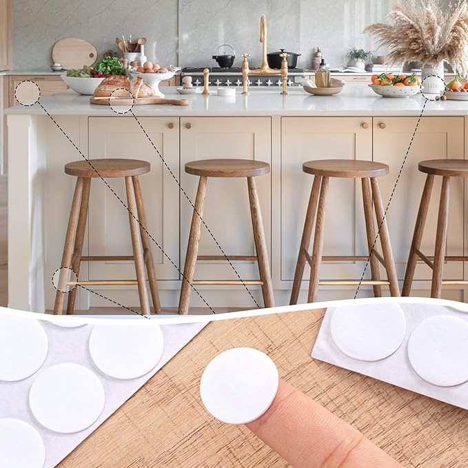 240 Pcs Small Felt Furniture Pads, Self-Adhesive EVA Foam Dot Circles, Round Felt Furniture Stickers for Desks Drawers Vases Photo Frames Cabinets Doors Candlesticks- White - Image 5