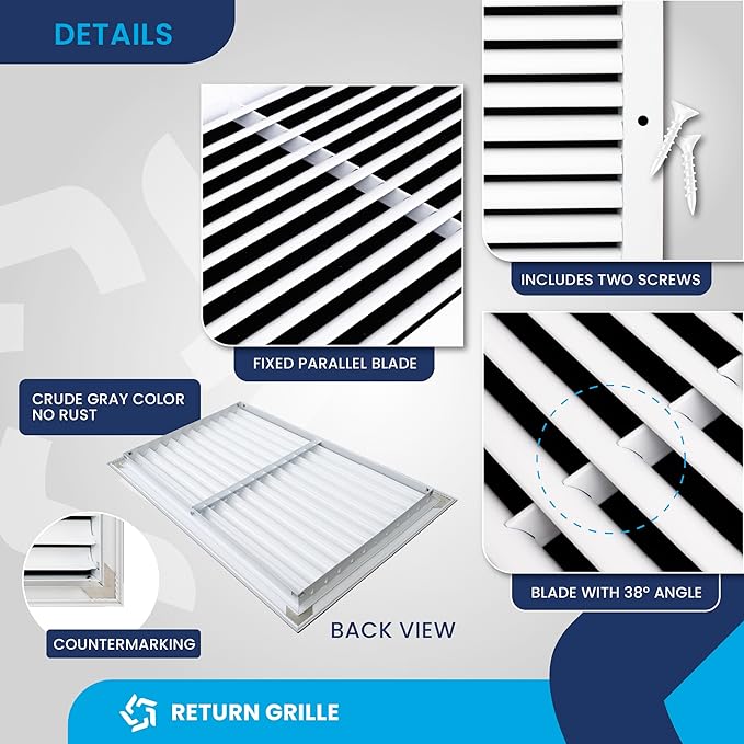 20x12 Inch (Duct Opening) Air Return Vent Cover Decorative – Premium Aluminum AC Vent Cover for Ceiling & Wall, Rustproof Grille, Ideal for Home HVAC Grille, Durable & Easy to Install by ACLAMINAIRE - Image 9