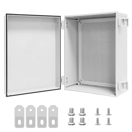 Electrical Box, IP65 Waterproof Dustproof ABS Plastic Enclosure, Outdoor and Indoor Project Box Hinged Cover with Mounting Plate Wall Brackets, Outer Dimension 15.7"x 11.8" x 7.1", Grey by LMioEtool
