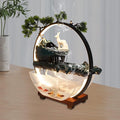 17Inch Mini Fish Tank Tabletop Decoration Indoor Waterfall Fountains Humidifier with LED Light and Atomizer Mist, Water Fountain Japanese Zen Decor Meditation Fake Plants Bonsai Gift by kunghei
