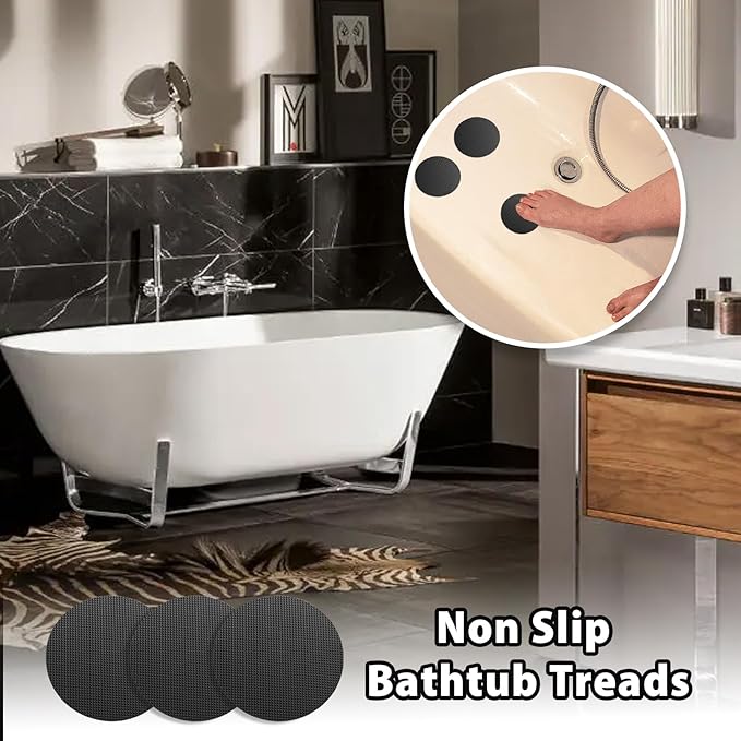 24 PCS Bathtub Non Slip Stickers Black Adhesive Decals Round Shape Anti Slip Shower Stickers Bath Non Slip Stickers for Floor Bathroom Stairs Ladders with Scraper - Image 4