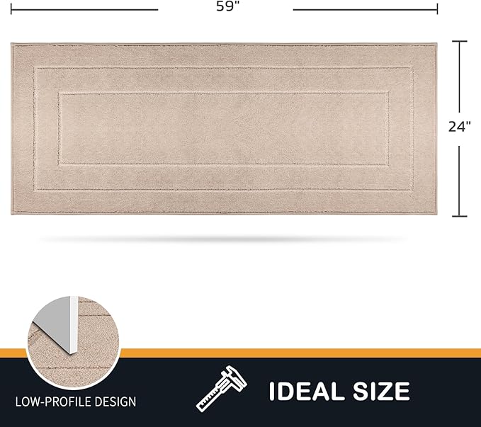 PURRUGS Dirt Trapping Door Mat 24" x 59", Non-Slip/Skid Machine Washable Entryway Rug, Dog Doormat, Super Absorbent Welcome Mat for Muddy Wet Shoes and Paws, Beige - Image 2
