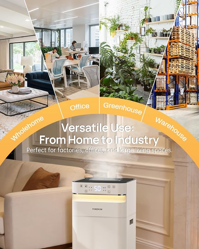 YOKEKON Humidifier Large Room 22L/5.8gal, 2500sq.ft Whole House Humidifiers for Home, Large Humidifier for Bedroom, Cool Mist Humidifiers for Bedroom Living Room Plants Office Commercial Area, White - Image 7