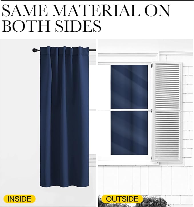 NICETOWN Vertical Blinds Window Curtain Panels - (Navy Blue Color) 70 by 63 inches, Set of 2 Panels, Energy Saving Blackout Curtains for Hall Room - Image 6