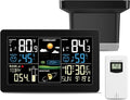 Weather Station with Rain Gauge Outdoor, Home Weather Stations Wireless Indoor Outdoor with Digital Rain Gauges, Thermometer, Barometer, Hygrometer, Atomic Clock, Weather Forecast and Alerts by BIUWING