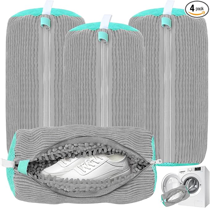 Shoe Washing Machine Bag, Shoe Cleaning Bag, Reusable Laundry Shoes Bag for Washer & Dryer Cleans & Protects All Shoes Types 4PCS (Grey) by Unknown