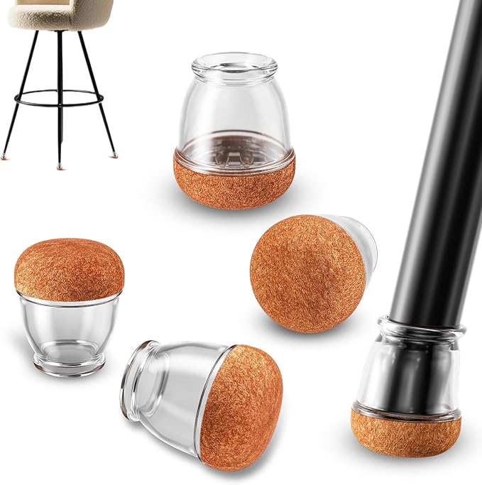 Ezprotekt 24 Pcs Extra Small Chair Leg Floor Protectors, Silicone Felt Chair Pads for Hardwood Floors, Round Chair Leg Caps, Felt Furniture Feet Covers for Dining Table, Clear (XS Fit: 2/5"-11/20") by VisittheEzprotekt