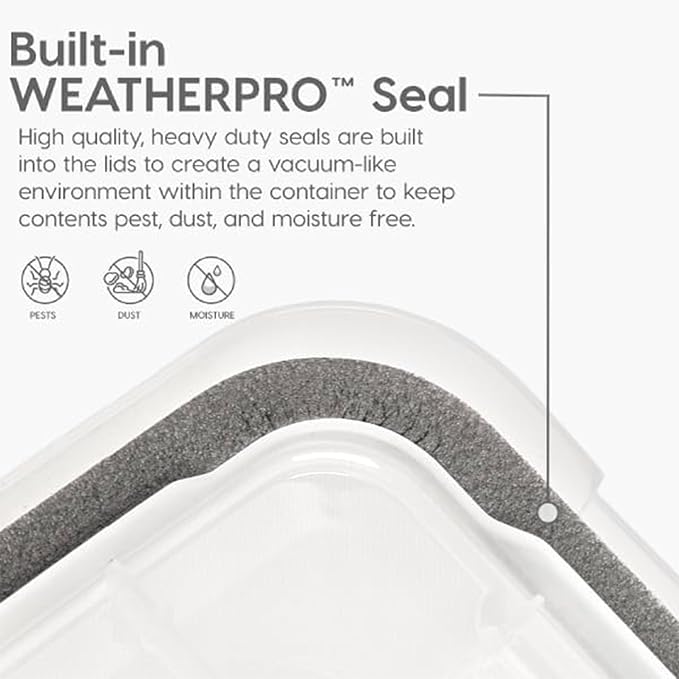 IRIS USA WeatherPro 74 Qt Storage Bins with Lids, 2 Pack, BPA-Free Plastic Gasket Box with Tight Latch and Seal, Stackable Nestable Tote Tub - Clear/Black - Image 3