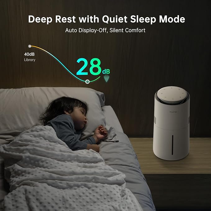 MistFree Smart Humidifier for Bedroom, Evaporative Humidifier No White Dust, Auto Humidity & APP Control, 3L Water Tank Easy to Clean, Sleep Mode, Timing, Humidifiers for Home/Office(White) - Image 7