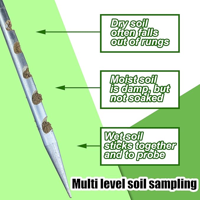 14" Soil Probe for House Plants Stainless Steel Garden Soil Sample Probe No Batteries Required Moisture Meter Soil Probe Rod for Plant Garden Farm Soil Sampling - Image 3