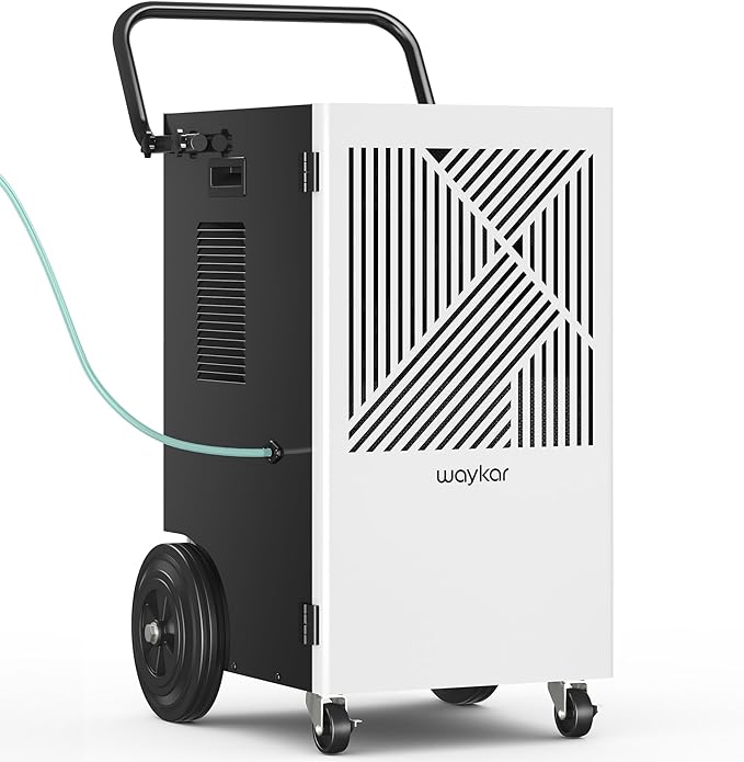 Waykar 155 Pints Commercial Dehumidifier with Pump, Drain Hose and Washable Filter Space up to 8000 Sq. Ft, for Basements, Industrial or Commercial Spaces - 5 Year Quality Coverage by Waykar