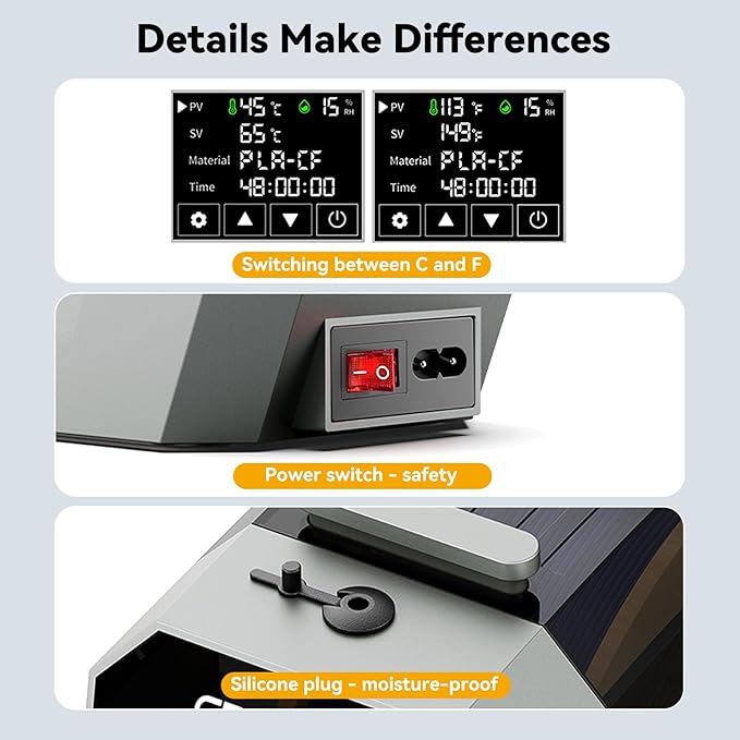 Creality Official Space PI Filament Dryer,Upgraded 3D Printer Filament Dryer Box with 360° Heating, Filament Dehydrator Storage Box for 1kg 1.75/2.85mm PLA ABS PETG PA Filament - Image 7