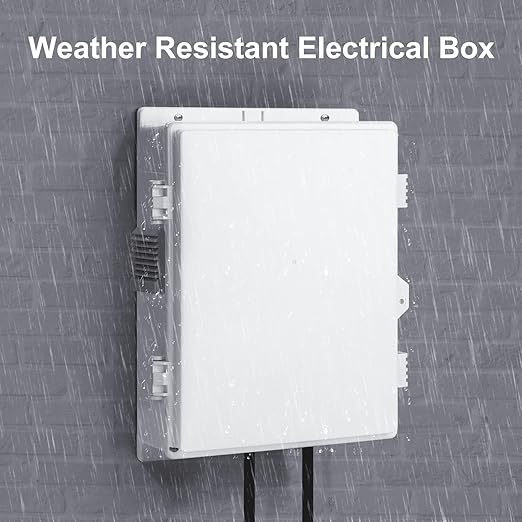 Outdoor Electrical Junction Box, ABS Water Resistant Enclosure with Internal Mounting Panel & Hinged Cover (13" H* 9.2" L* 3.7" W) - Image 8