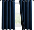 NICETOWN 100% Blackout Curtains with Black Liners, Thermal Insulated Full Blackout 2-Layer Lined Drapes, Noise Cancellation Window Draperies for Dining Room (Moroccan Blue, 2 Panels, 55" W by 57" L) by NICETOWN
