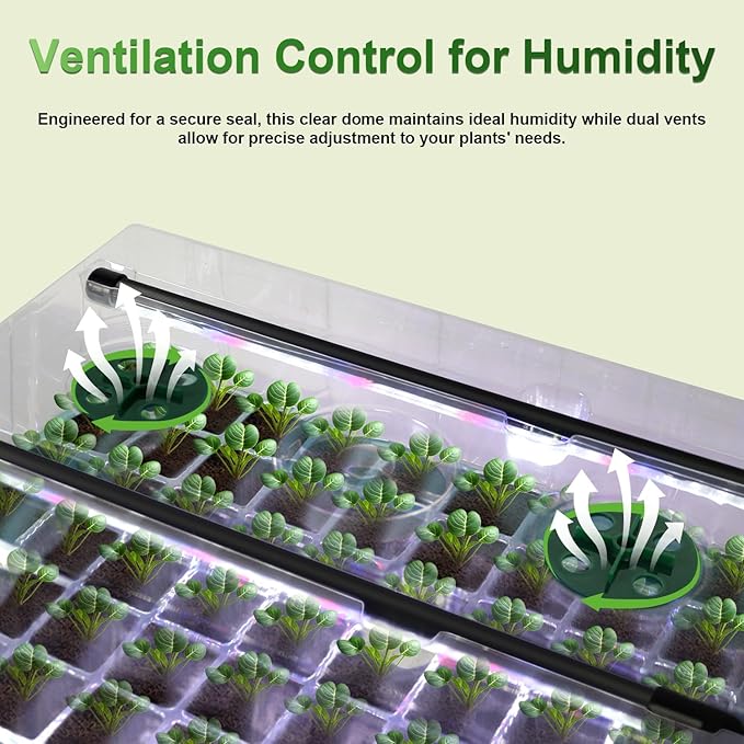 TONYFUL Seed Starter Tray with Grow Light, 120-Cell Seed Starter Kit with 4.07” Humidity Dome, Indoor Seedling Starter Tray, Seed Starting Tray for Plant Germination, Seeds Growing - Image 7