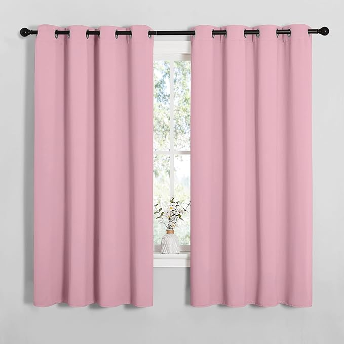 NICETOWN Bedroom Curtain Panels Blackout Draperies, Thermal Insulated Solid Grommet Blackout Curtains/Drapes (Crystal Pink, 1 Pair, 55 by 68-inch) by NICETOWN