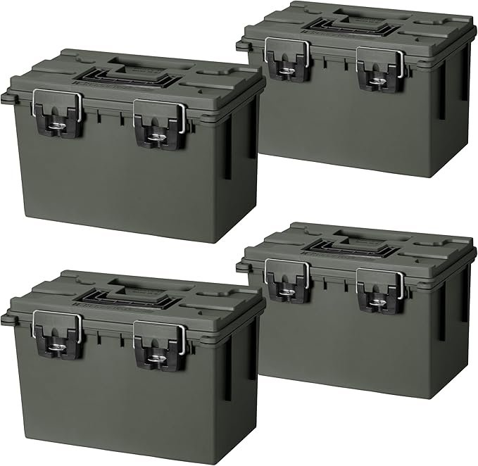 Sheffield 12765 XL Storage Bins With Lids, 4-Pack Stackable Storage Bins, Made in USA, Lockable and Water-Resistant Containers with Lids, Plastic Containers for Home, Classroom, and Dorm by Sheffield
