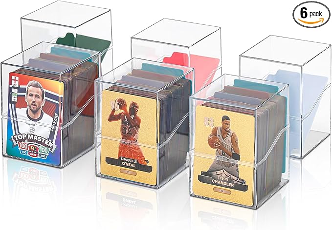 6 Pack Card Deck Boxes: Transparent Storage for TCG, MTG, YuGiOh, Sport Cards and Other Collectible Cards – Compact Clear Organizers, Holds 800+ Cards, Ideal for Collection and Storage by guaiboshi