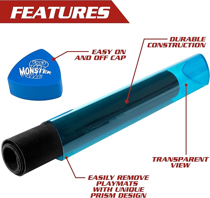 The Original Monster Prism Playmat Tube (Blue 2pk) -Easy In and Out Case Design, Holder Won't Roll Off Surfaces-TCG Game Mat Storage Compatible with MTG Magic: The Gathering & other Trading Card Games - Image 2