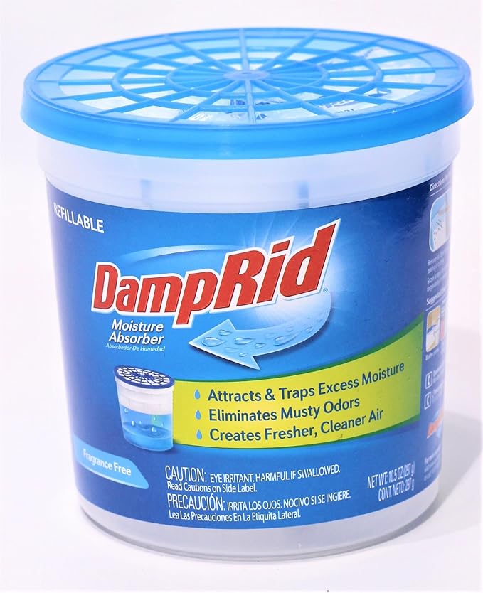 DampRid Refillable Moisture Absorber, 10.5 oz. Cups, 4 Pack, Fragrance Free, Traps Moisture for Fresher, Cleaner Air, No Electricity Required, Lasts Up To 60 Days by DampRid