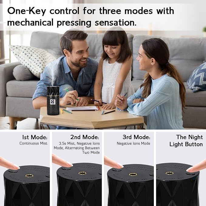 Essential Oil Diffuser, 35 Million Negative Ions Fresh Air, Glass Oil Diffuser with Warm Night Light, Auto Shut-Off, 250ml Ultrasonic Cool Mist Humidifier for Home,Car,Spa,Yoga (Black, Lavender) - Image 5