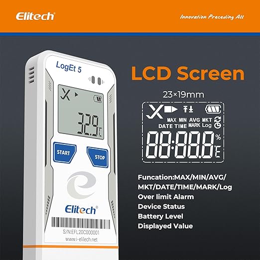 Elitech USB Digital Data Logger Temperature Humidity External Probe Reusable Recorder with Shadow Data 32000 Points, Auto PDF/CSV Report, for Windows/MacOS, Refrigerator Thermometer LogEt5THE, Blue - Image 4