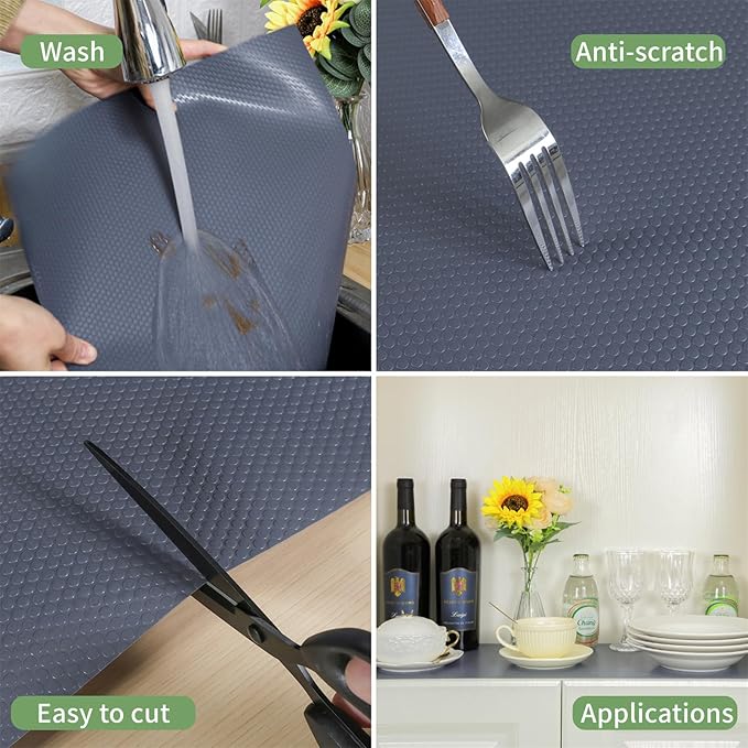 Shelf Liners 18 inch x 20 ft Kitchen Cabinets Liner Non-Stick Drawer Mats EVA Protector Shelving Cupboard Lining (Gray, 18 inch x 20 ft) - Image 3