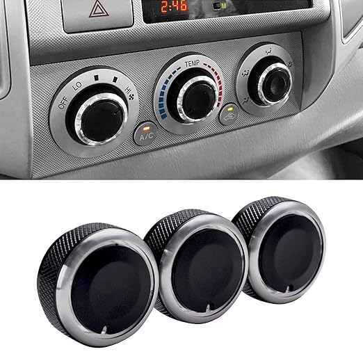 JDMCAR Compatible with Toyota Tacoma 2005-2015 A/C Air Conditioning Control Switch Knob Button, HVAC Control Knob Tacoma Heater Temperature HVAC Fan Control Knob - (A Set of 3 Knobs) by JDMCAR