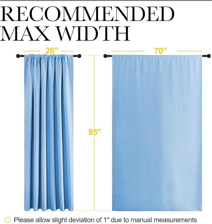 NICETOWN 2 Panels Blackout Curtains, Rod Pocket Thermal Insulated Drapess for Bedroom, Privacy Protection Easy-Care Heavy Duty Curtains for Living Room/Dining Room, W70 x L95 inches, Blue - Image 6