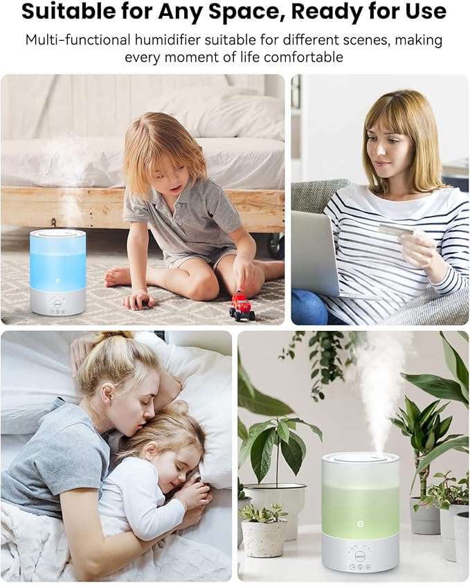 Esemoil Smart Humidifiers for Bedroom, 2.5L Top Fill Cool Mist Humidifiers with Essential Oil Diffuser, Humidity Setting, APP & Alexa Voice Control, Nightlight, Timer, Quiet Operation, Auto Shut-Off - Image 4
