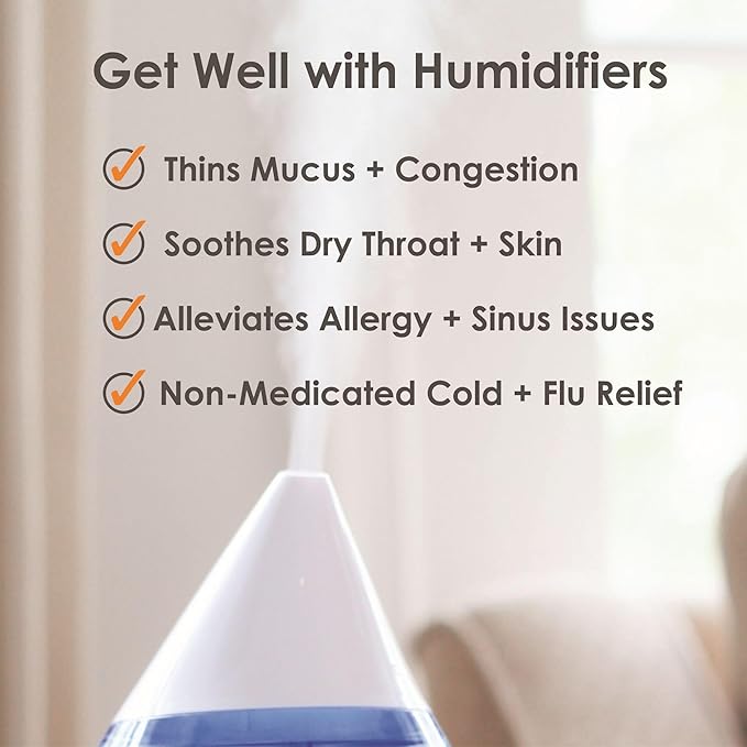Crane Top Fill Mini Humidifier for Bedroom and Nursery 3-In-1 Essential Oil Diffuser Sleep Light 0.5 Gallon Baby Humidifier - Image 6