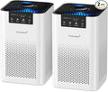 AromaRoom Air Purifiers for Bedroom, Hepa Air Purifiers for Home Pet Pee Smell with Aromatherapy, Quiet 360° Airflow Air Cleaner 3-in-1 Filter for Office, Dorm, Apartment, Kitchen, AP102-White, 2Packs by AromaRoom