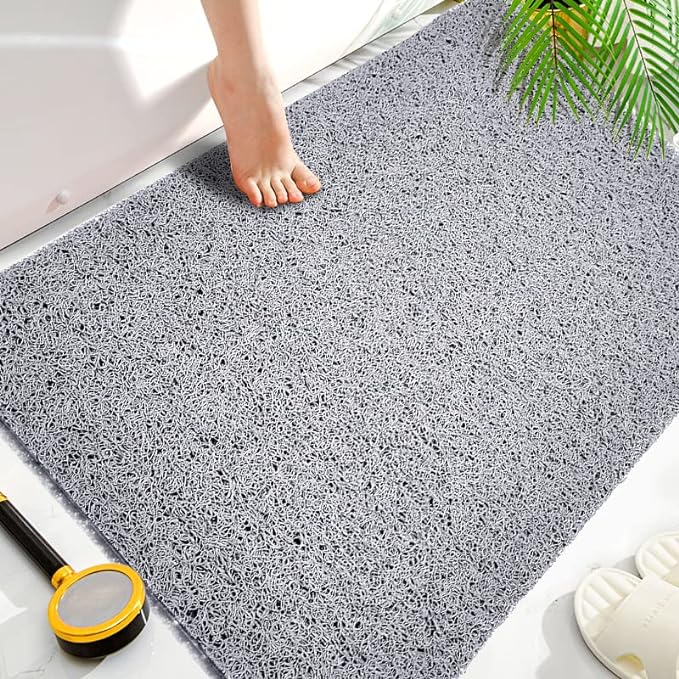 Shower Mats Non Slip for Elderly, 24x32’’Lager Loofah Bath Mats for Shower, Non-Slip Bath Mat for Elderly-Grey by NQWei