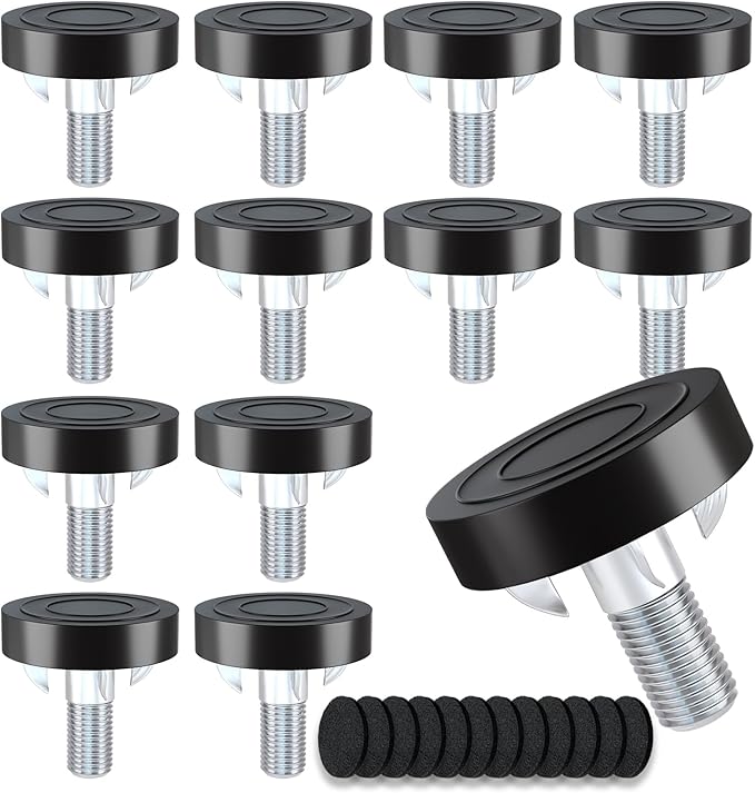 Adjustable Leveling Feet: 12pcs,M8 Thread T-Nuts & Floor Protectors, Heavy Duty Furniture Levelers for Cabinets,Sofa,Tables,Chairs on Hardwood/Tile/Carpet by Unknown