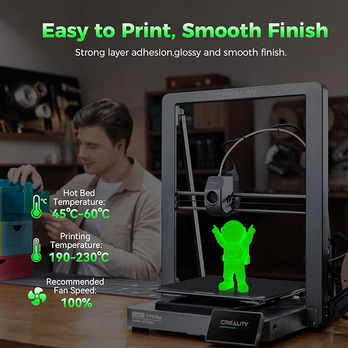Creality 3D Luminous PLA Printer Filament, 1.75mm Glow in The Dark Shiny Firefly Green PLA Filament for 3D Printing, Best with UV Lamps, 1kg Spool (2.2lbs), Green - Image 4
