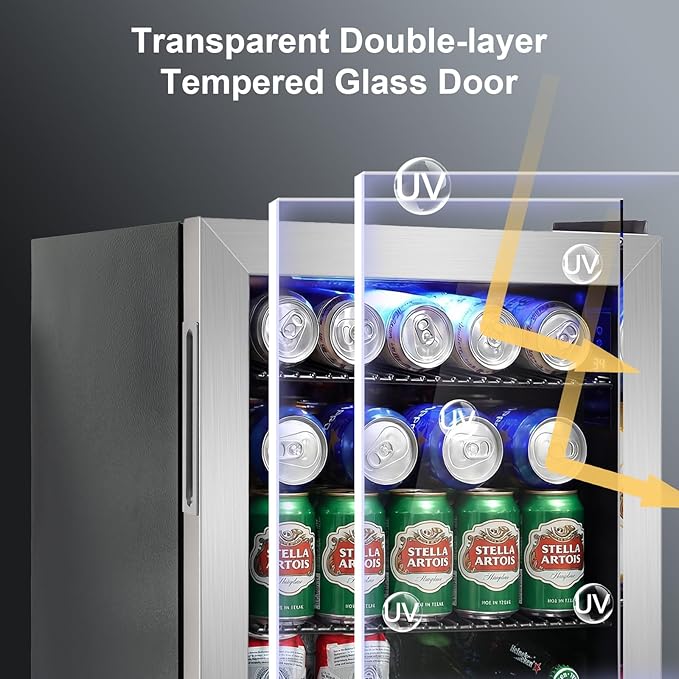 Mini Fridge Cooler - 50 Can Small Beverage Refrigerator Stainless Steel Glass Door for Soda Beer Wine–Countertop Drink Cooler for Home, Dorm, Office or Bar, Electronic Temperature Control，1.4cu.ft. - Image 7