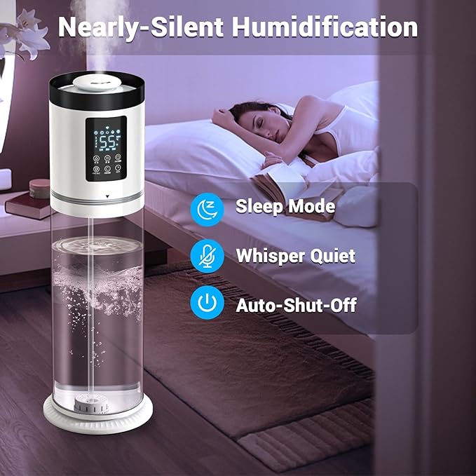 8L/2.1Gal Humidifiers for Bedroom Large Room with Clear Tank, 7-Color Light, 36dB Ultrasonic Cool Mist Humidifiers with Humidistat, Essential Oil Tray Top Fill Humidifier for Home Bedroom Office - Image 4