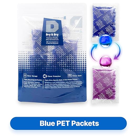 Dry & Dry 20 Gram [200 Packets] Blue Indicating(Blue to Pink) Silica Gel Packets Desiccant Silica Gel Packets - Rechargeable Silica Packets, Silica Gel, Silica Gel Packs - Image 7
