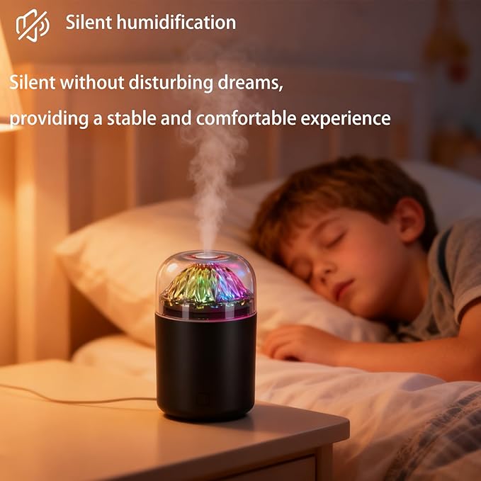Small Humidifier-Car humidifiers with colored lights, USB Personal Desktop Humidifier for Baby Bedroom Office Home,2 Mist Modes,Whisper-Quiet Operation - Image 5