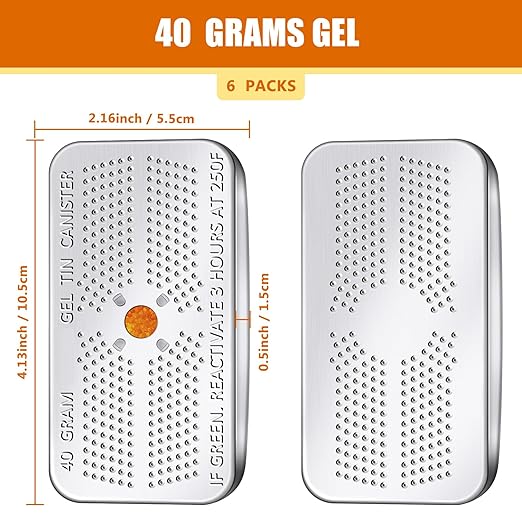 6 Pack 40 Gram Silica Gel Canister Dehumidifier Desiccant Orange to Green Reusable Indicating Desiccant Moisture Absorber for Car Closet Cabinet Bag Storage Box(6 Boxes) - Image 2