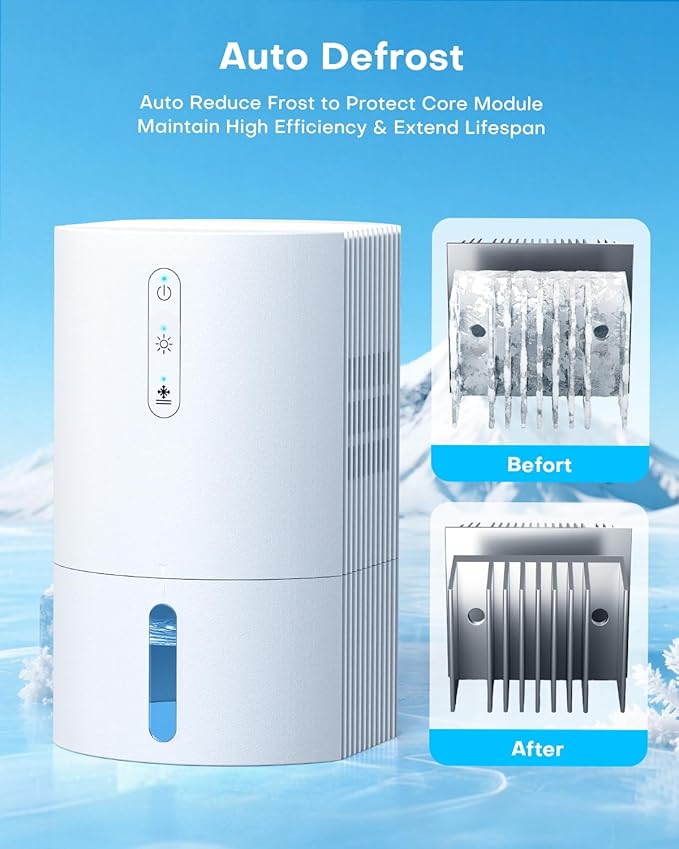 Dehumidifiers for Home, 35oz Dehumidifier for Bathroom with Auto Shut-off Auto Defrost, Whisper Quiet Dehumidifier for Bedroom Office RV Closet Wardrobe (White) - Image 6