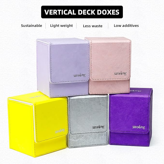 Magic Card Deck Box for MTG Single Deck Card Box fits 100+ TCG Sleeved Cards Tyvek® Paper Card Box Top Loading Card Boxes Magic Gift for MTG TCG CCG (Vertical,Silver) - Image 6