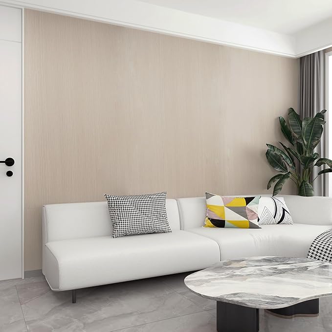31"x354" Beige Wood Wallpaper Peel and Stick Modern Faux Wood Contact Paper Waterproof Self Adhesive Light Wood Grain Contact Paper for Bathroom Farmhouse Laundry Room Rent Friendly Wallpaper - Image 2