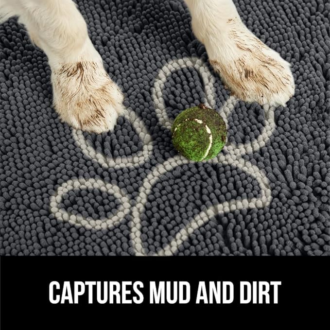 GORILLA GRIP SOAKSTOPPER Dog Door Mat, Machine Washable Rug Absorbent Doormat Captures Moisture Mud Dirt, Quick Dry Soft Chenille Entryway Rugs Indoor Entrance Mats for Dog Paws, 24x17 Charcoal - Image 3