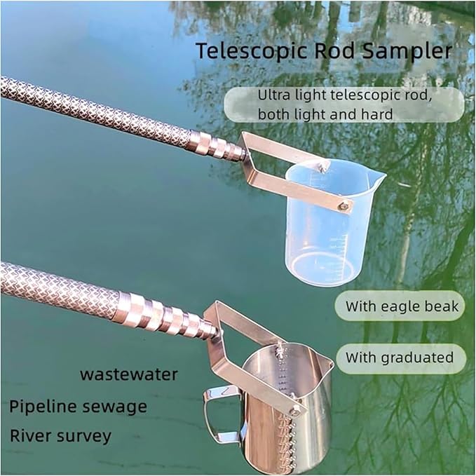 Water Sampling Pole,Telescopic Water Sampler,Pendulum Beaker Sampler with Swivel & Fixed!for Environmental Monitoring,Water Quality Sample Collection(Size:1000ml,7m(22.9ft),Color:Plastic) - Image 4