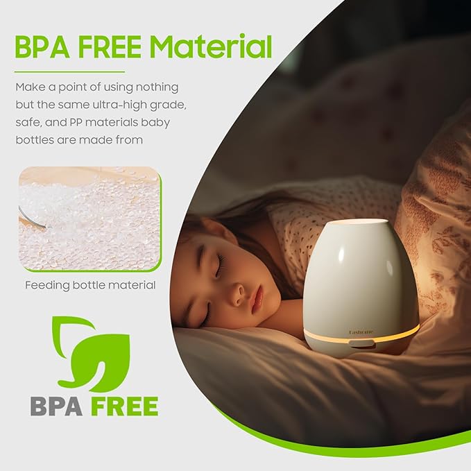300ml Essential Oil Diffuser & Cool Mist Humidifier - Ultra-Quiet Ultrasonic Aromatherapy for Bedroom, 7 Color Night Light, BPA-Free, Auto Shut-Off, Up to 12H Continuous Mist(White) - Image 4