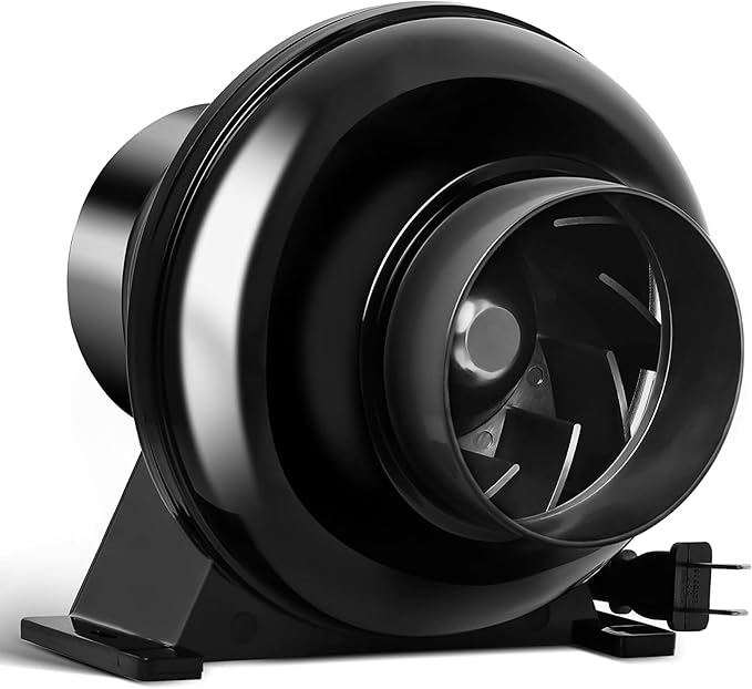 iPower 4 Inch 195 CFM Inline Duct Fan HVAC Exhaust Blower Air Circulation Vent for Hydroponics Grow Tents/Basements/Kitchens Ventilation, New by iPower